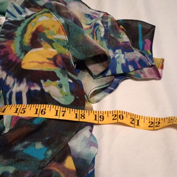 Romans Multicolor Floral Maxi Dress Sz. 18 Flutter Sleeve Event Gathered Waist - Picture 6 of 7